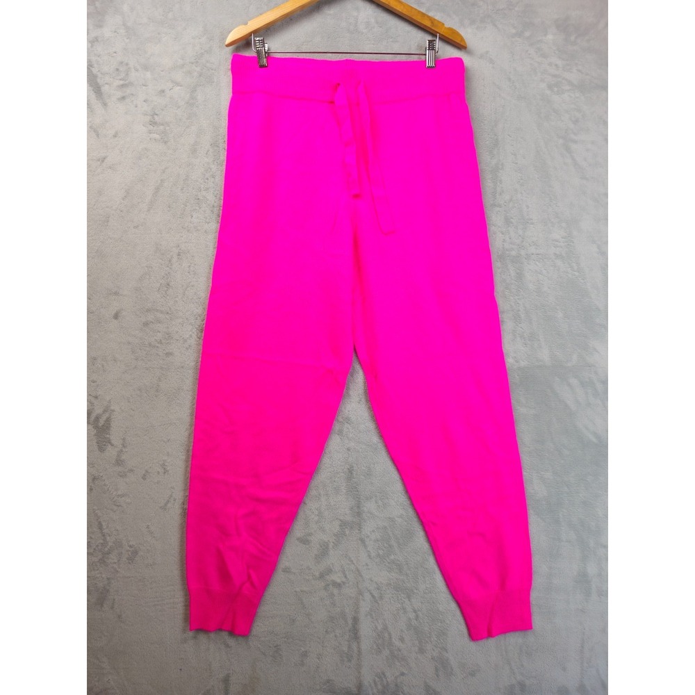 McCulley's 100% Cashmere Jogger Pants Large Neon Pink Drawstring Luxury